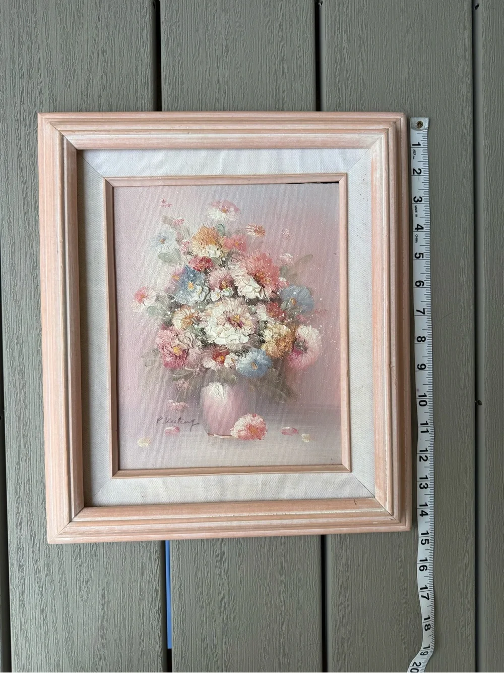 Vintage P. Keeling Signed Original Impasto Oil Floral Painting 8x10 Framed